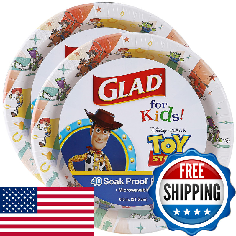 Glad For Kids Disney Pixar Toy Story Disposable Paper Plates Light Beams –