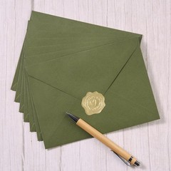 50 Pack A7 Colorful 5×7 Envelopes V Flap 5.24 x 7.24 inches, Olive Green