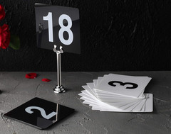 23084 1-100 Double Side Plastic Table Numbers, 4″ X 4″ Inch, Light Grey on Black
