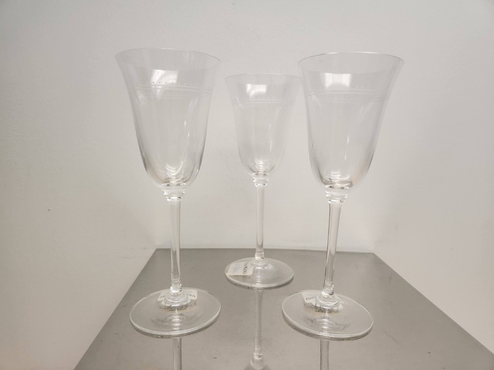VERA WANG GROSGRAIN WEDGEWOOD CRYSTAL WINE GLASSES SET 3