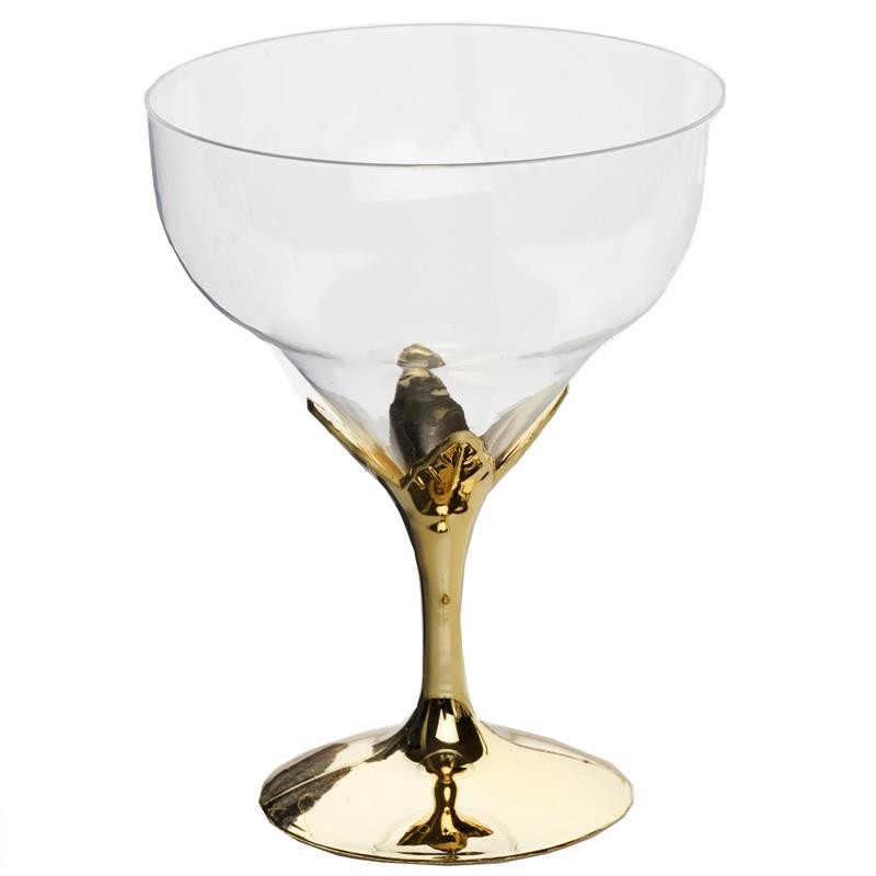 5 oz Disposable CLEAR GOLD PLASTIC Wedding GOBLETS Glasses TABLEWARE WHOLESALE
