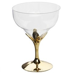 5 oz Disposable CLEAR GOLD PLASTIC Wedding GOBLETS Glasses TABLEWARE WHOLESALE