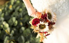 9 Inch Vintage Sunflower Wedding Bouquets for Bride Artificial Burgundy Rose