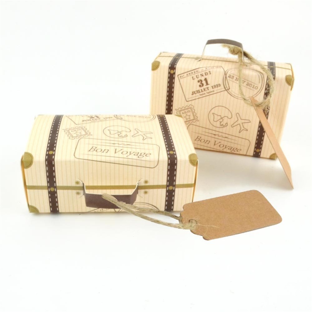 Suitcase Kraft Paper Brown Candy Box Gift Wedding Party Favour Supplies Decor