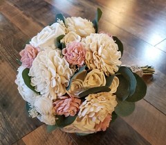 Blush Pink Bridal Bouquet Sola Wood Artificial White Bridesmaid Wedding Flowers