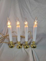 4 Pack 9″ Electric Window Candle Lights with Base, 5FT Cord Flameless Candles