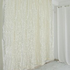 8 ft x 8 ft IVORY Leaf Petal Taffeta Backdrop Drape CURTAIN Panel Party