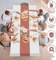 OHOME 4 Pack Disposable Plastic Table Cloths,White and Rose Gold Rectangle Table
