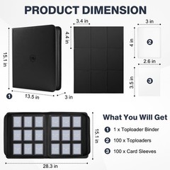 Pemocyny Toploader Binder Holds 360 Toploaders 100 Toploaders Included 9-Pocket