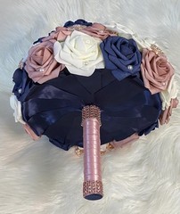 Bridal bouquet- Rose gold, Navy Blue, Dusty Rose & Ivory- Made-To-Order