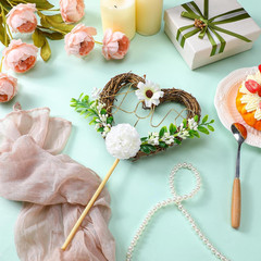 Wedding Cake Topper Love Cake Topper Rustic Heart Shaped Floral Vine Decoration