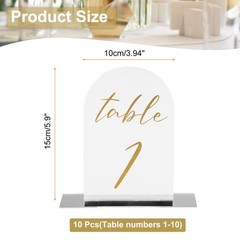 Arch Table Numbers 1-10 6″x4″ Acrylic Sign with Stand Single-Sided Mirror/Gold