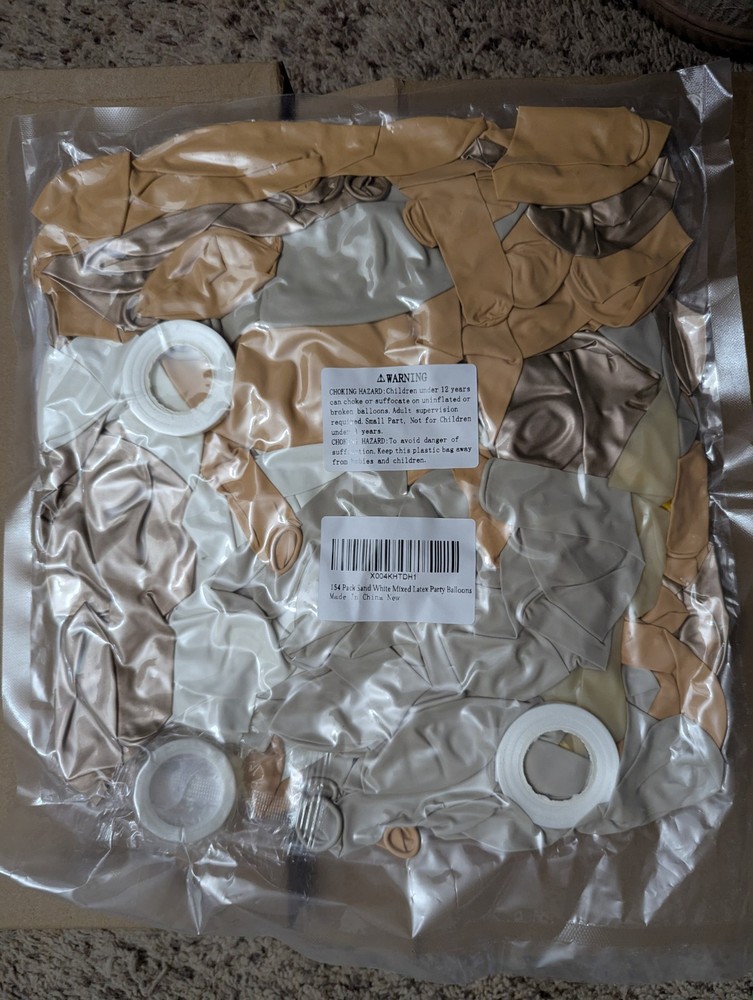 Latex Party Balloons 154 PCs Multi Size 18/12/10/5 Inch. Sand White Gold Balloon