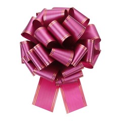 12 Inch Large Pull Bow Metallic Car Ribbon with Gold Edge Wine Red