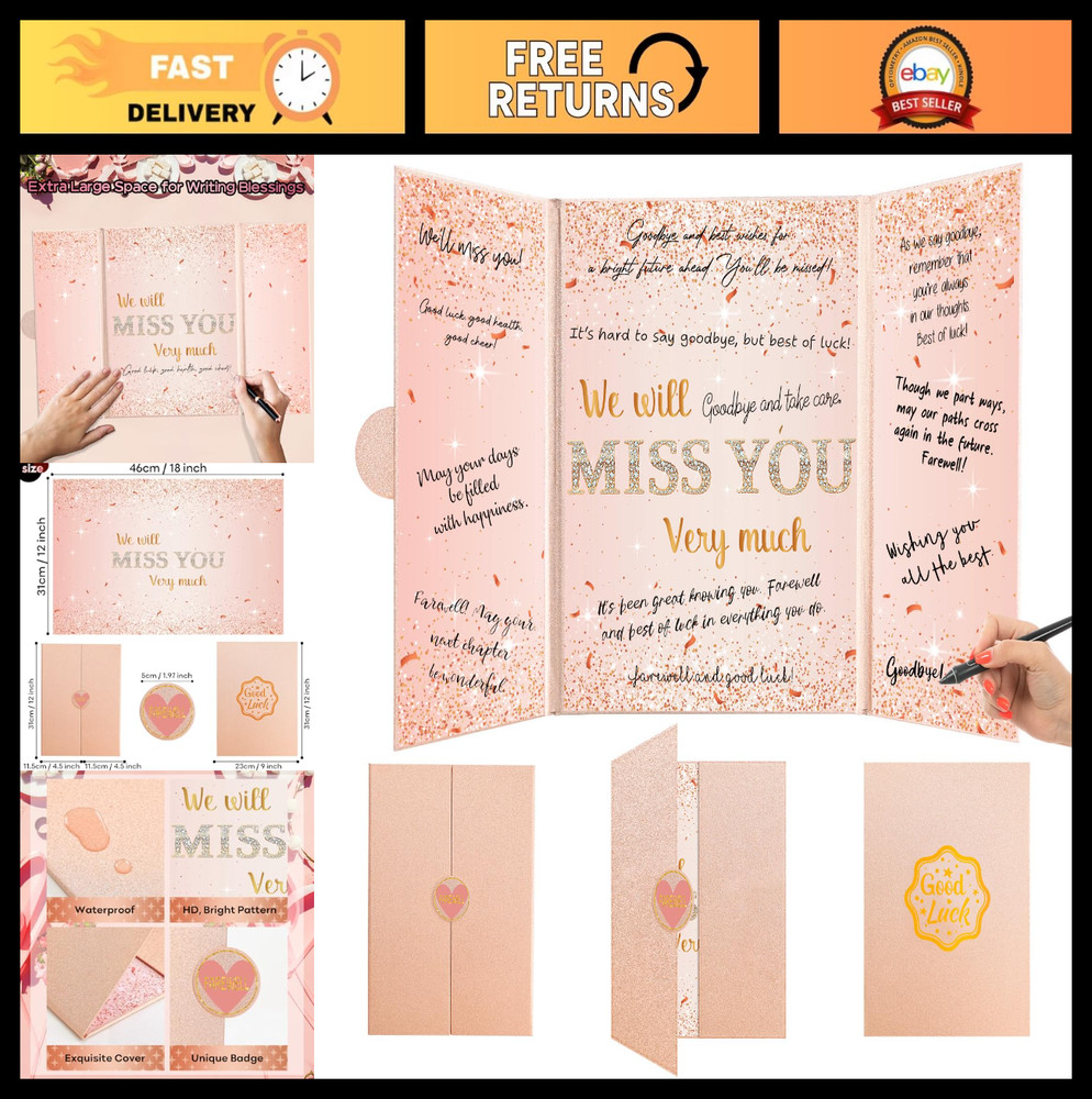 Rose Gold Farewell Guest Book – Signature Keepsake for Coworkers & Friends