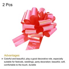 2Pcs 18 Inch Metallic Large Big Pull Bow Gift Wrapping Bows Ribbon Colorful Red
