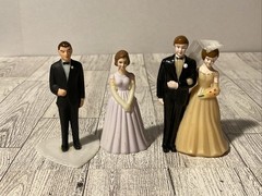Vintage Wedding Cake Topper 1950’s Bride and Groom Bridesmaid Figurines Plastic