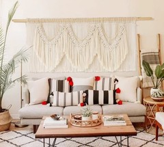 IOWER Macrame Wall Decor 75″ W x 35″ L Extra Large 75″L x 35″W, Beige
