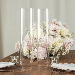 2 Clear 14″ Cylinder Glass Hurricane Candle Holder Shades Party Events Supplies