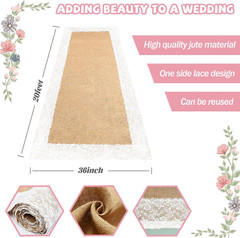 Burlap Aisle Runner for Wedding Ceremony, 36″ X 20Ft Natural Burlap Wedding Aisl