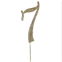4.5″ GOLD Number 7 Rhinestone Cake Topper Wedding Cupcake Dessert Dessert Events