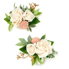 White Rose Boutonniere and Wrist Corsages for Wedding(Set of 2), Prom Corsage…