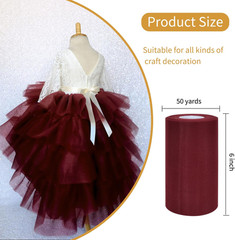 Wine Red Tulle Fabric Rolls 6 Inch by 50 Yards (150 Feet) Fabric Spool Tulle Rib