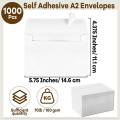 1000 Pcs A2 Envelopes 4.375×5.75 Inches Self Adhesive A2, White