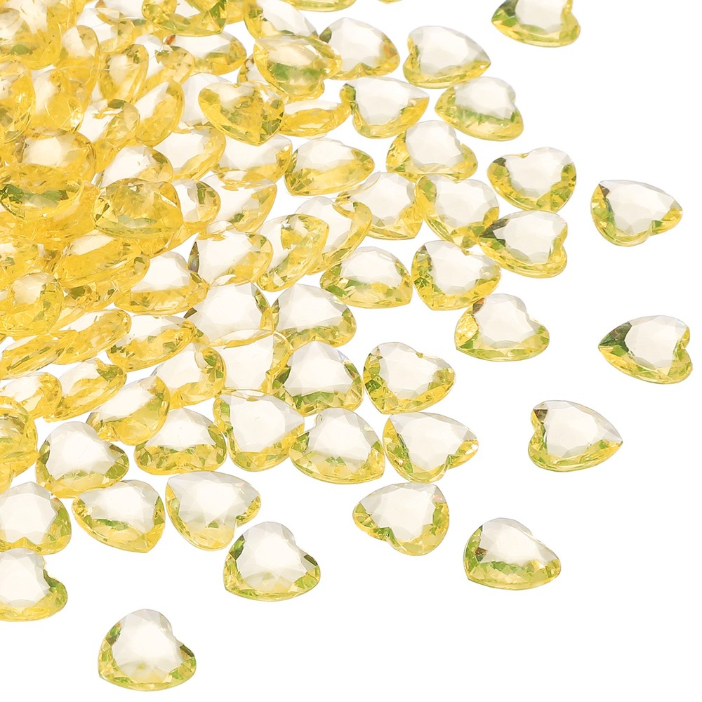250Pcs Acrylic Heart Gems Heart Shaped Bauble Vase Fillers Ornaments Yellow