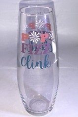 “Pop Fizz Clink” Cristar Champagne Clear Glass Flute Glass 9.6oz-NEW-SHIP 24HRS