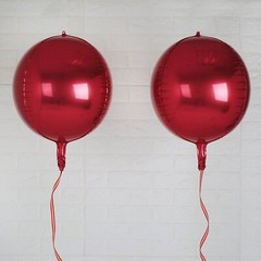 2 BURGUNDY 14″ wide 4D Orbz Round Mylar Foil Balloons Wedding Party Supplies