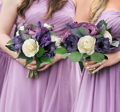 Purple & White Bridal Bridesmaid Bouquet Sola Wood Wedding Home Decor Flowers