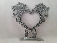 Pewter Rose Heart Cake Topper Fantasy FELOWSHIP FOUNDRY 1996 *retired* NWB