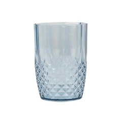 6 DUSTY BLUE 16 oz Crystal Cut Plastic DRINKING GLASSES Tumblers Party
