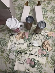 Bridesmaid Gift Set Tumblers Makeup Bags Scrunchies Bride Cup Wedding Party