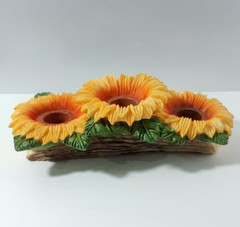 Sunflower Harvest Centerpiece Tabletop Decor 3 Compartments Resin Candle-holder