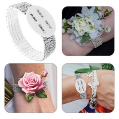 4 Pcs Elastic Wrist Corsage Bracelet Rhinestone Wedding Prom Anniversary