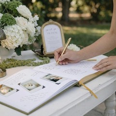 Beautiful Sage Wedding Guest Book for Reception Sign In Memory Keepsake Book
