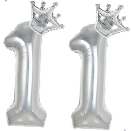11 Balloon Numbers 40 inch Silver Number Balloon for 11th Birthday Number 11