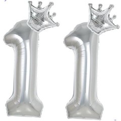 11 Balloon Numbers 40 inch Silver Number Balloon for 11th Birthday Number 11