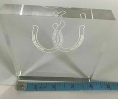 Acrylic Square Double Horse Shoes (for good luck) Western Cake Topper
