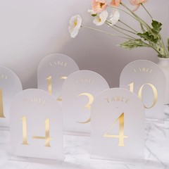 Frosted Arch Wedding Table Numbers Stands 130 Gold Foil 5×7 Acrylic 30 PCS