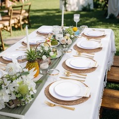 Festiva 175PC White Gold Rim Plates Set for 25 Guests – Party Dinnerware