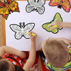 24 Pc Velvet Butterfly Coloring Cards Fuzzy Art Kit Kids Adult Craft Mothers Day
