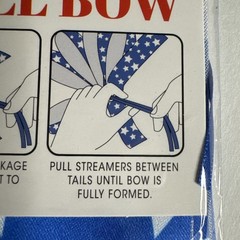 Patriotic USA 4th July Party Decor Fabric Pull Bow 6” BLUE WHITE STARS LOT of 4