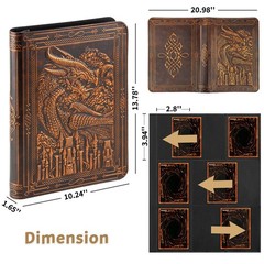 TIANREN Card Binder 9 Pocket, 3D PU Leather Album with Zipper, 360 Side Loadi…