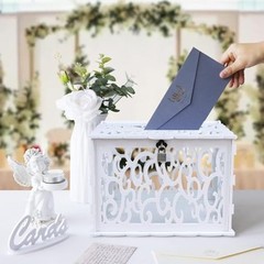 OurWarm DIY White Wedding Card Box with Lock PVC Card Box Graduation Card Box