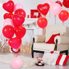 60Pcs Pink and Red Heart Shaped Balloons, Red Valentine’s Day Balloons Set