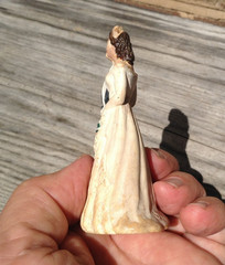 antique ACA chalkware plaster wedding cake topper 4″ bride & groom 1950? AS IS
