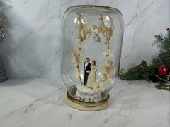 Vintage Bride & Groom Cake Topper ~Chalkware ~1950’s~UNIQUE IN JAR